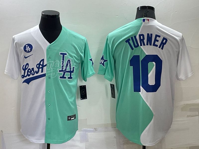 Men Los Angeles Dodgers #10 Turner green white Nike 2022 MLB Jersey